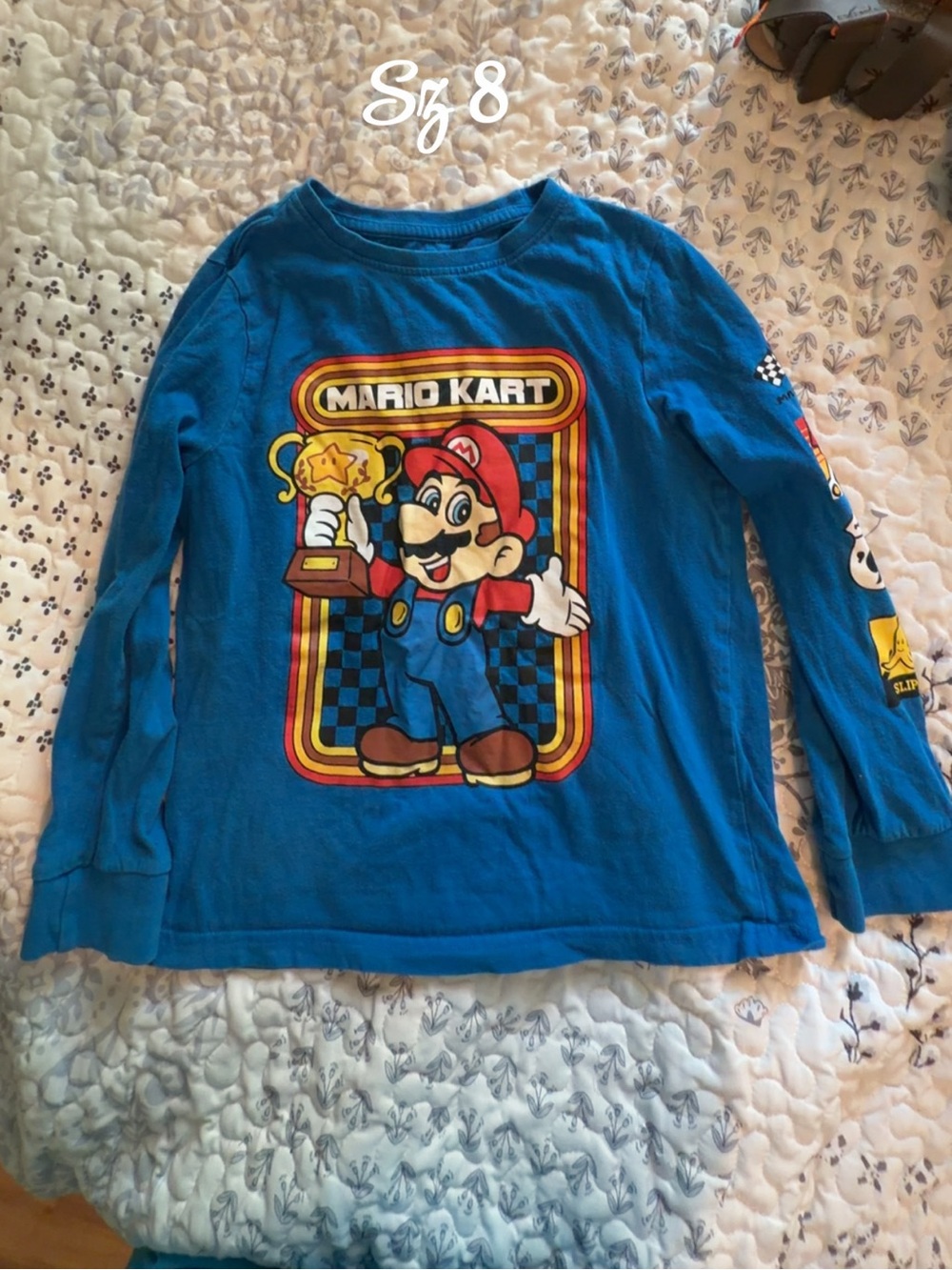 Boys' Long-Sleeve Graphic Tee - Blue (Size 8)